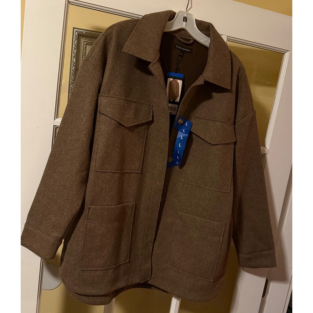Banana Republic Mens Brown Utility Shirt Jacket Shacket L 1805901 NWT
